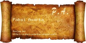 Paksi Avarka névjegykártya